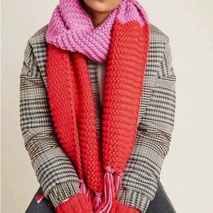 Anthropologie oversized red and pink-purple scarf.